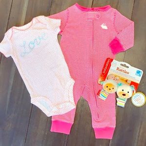 3M Pink Baby Girl 3 Piece Bundle Set